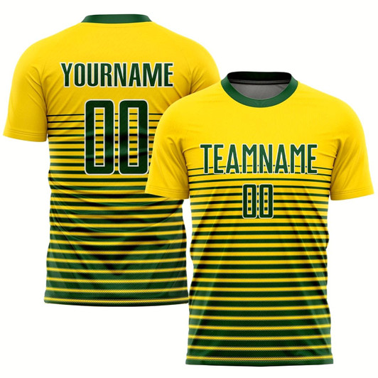 Goofygearprints Gold Green White Sublimation Soccer Uniform Jersey, Custom Team Soccer Jersey Shirt