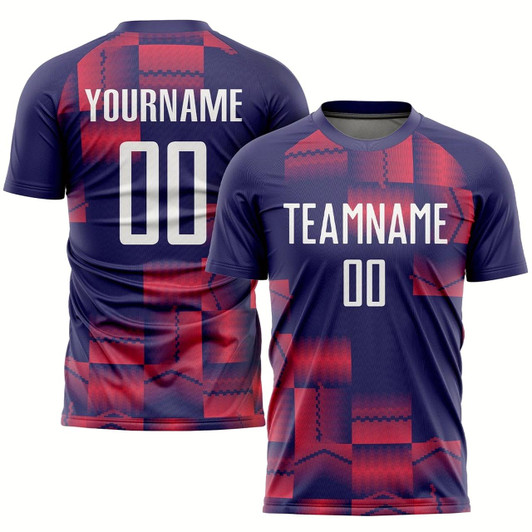 Goofygearprints Figure White Purple Sublimation Soccer Uniform Jersey, Custom Team Soccer Jersey Shirt