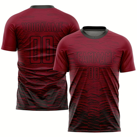 Goofygearprints Crimosn Black Sublimation Soccer Uniform Jersey, Custom Team Soccer Jersey Shirt