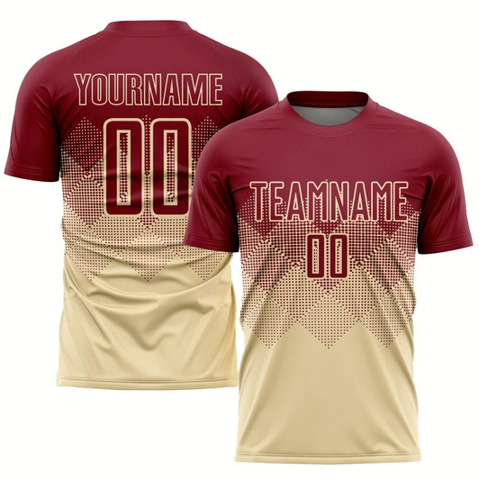 Goofygearprints Cream Crimson Sublimation Soccer Uniform Jersey, Custom Team Soccer Jersey Shirt