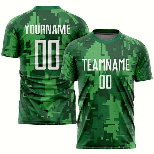 Goofygearprints Camo White Kelly Green Sublimation Salute To Service Soccer Uniform Jersey, Custom Team Soccer Jersey Shirt