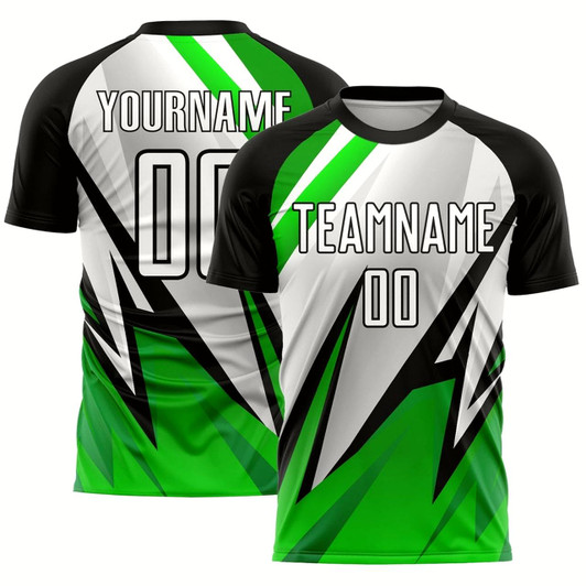 Goofygearprints Black White Aurora Green Sublimation Soccer Uniform Jersey, Custom Team Soccer Jersey Shirt