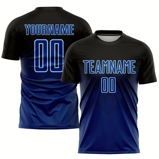 Goofygearprints Black US Navy Blue Light Blue Sublimation Soccer Uniform Jersey, Custom Team Soccer Jersey Shirt