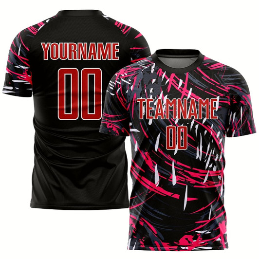 Goofygearprints Black Red White Sublimation Soccer Uniform Jersey, Custom Team Soccer Jersey Shirt