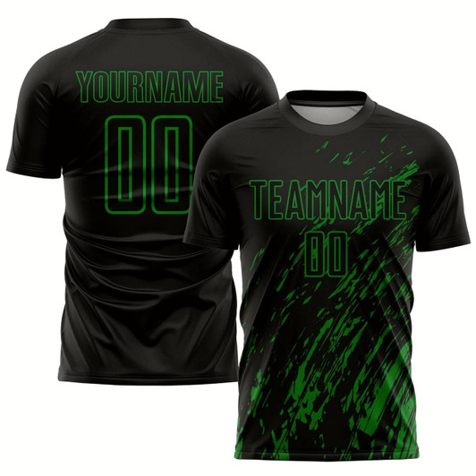 Goofygearprints Black Grass Green Sublimation Soccer Uniform Jersey, Custom Team Soccer Jersey Shirt