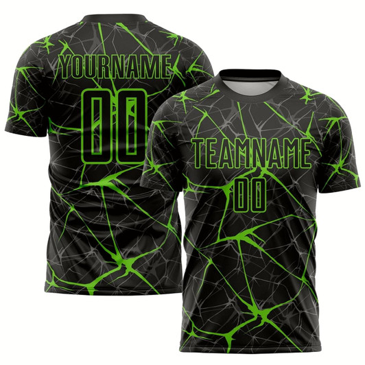Goofygearprints Black Aurora Green Sublimation Soccer Uniform Jersey, Custom Team Soccer Jersey Shirt