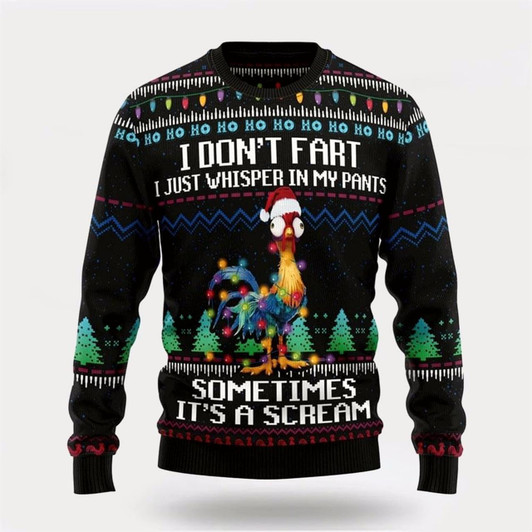 Goofygearprints Farmers Sweater, Funny Chicken I Don't Fart It‘s Scream Ugly Christmas Sweater, Christmas Crewneck Sweater, Winter Farm Fashion