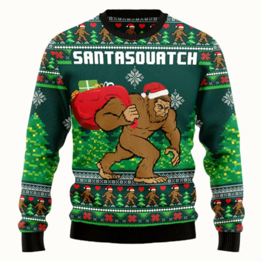 Goofygearprints Funny Santasquatch Bigfoot Ugly Sweater - Christmas sweater gift