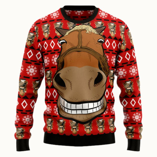 Goofygearprints Funny Horse Christmas Ugly Sweater - Christmas sweater gift