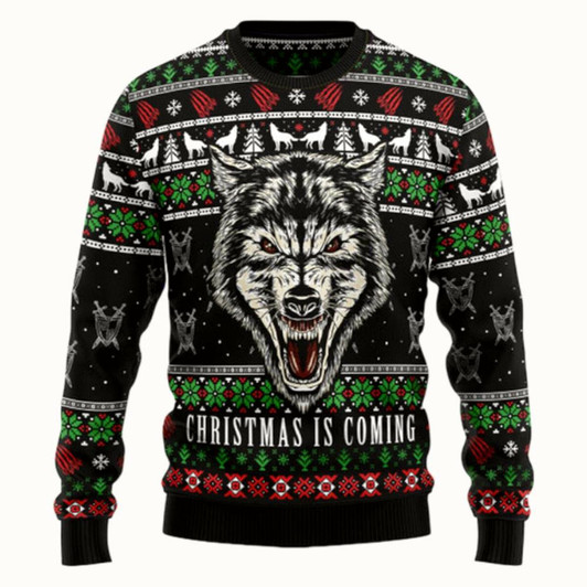 Goofygearprints Awesome Wolf Ugly Sweater - Christmas sweater gift