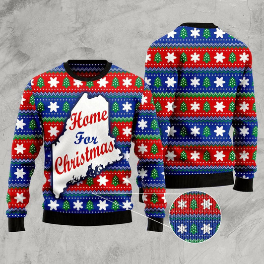 Goofygearprints Home For Christmas Maine Ugly Christmas Sweater, Funny Xmas Sweater, Sweater Xmas