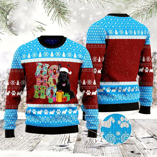 Goofygearprints Hohoho Scottish Terrier Ugly Christmas Sweater, Funny Xmas Sweater, Sweater Xmas