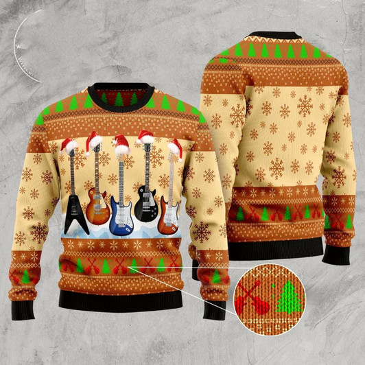 Goofygearprints Guitar Xmas Ugly Christmas Sweater, Funny Xmas Sweater, Sweater Xmas