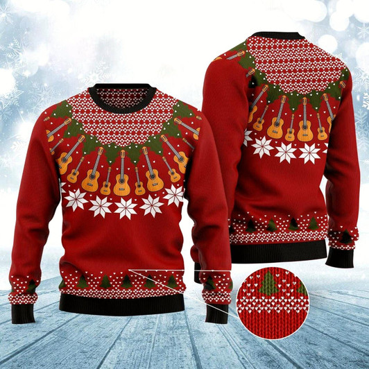 Goofygearprints Guitar Lover Ugly Christmas Sweater, Funny Xmas Sweater, Sweater Xmas
