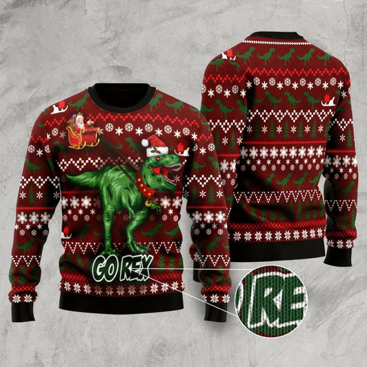 Goofygearprints Go Rex Ugly Christmas Sweater, Funny Xmas Sweater, Sweater Xmas