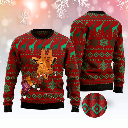 Goofygearprints Giraffe Winter Ugly Christmas Sweater, Funny Xmas Sweater, Sweater Xmas