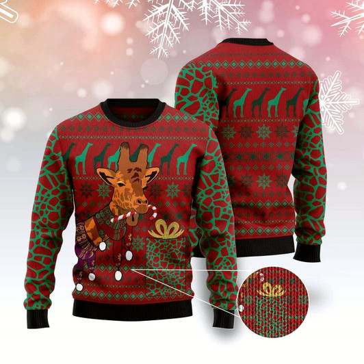 Goofygearprints Giraffe Scarves Ugly Christmas Sweater, Funny Xmas Sweater, Sweater Xmas