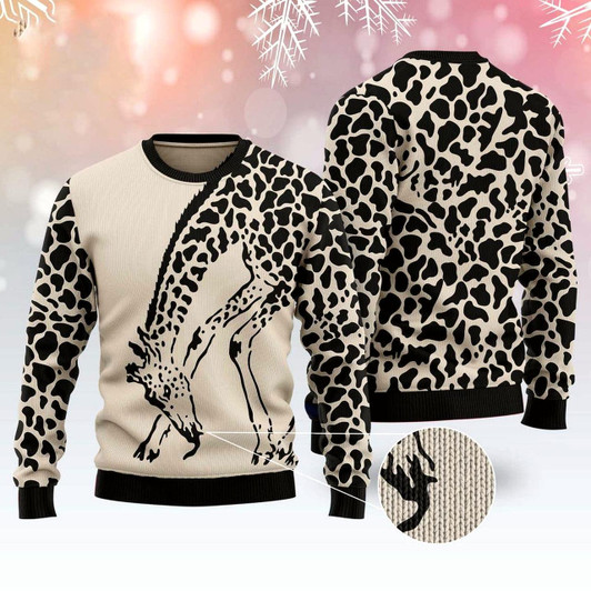 Goofygearprints Giraffe Pattern Ugly Christmas Sweater, Funny Xmas Sweater, Sweater Xmas