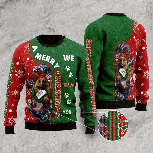 Goofygearprints German Shepherd Merry Christmas Ugly Christmas Sweater, Funny Xmas Sweater, Sweater Xmas
