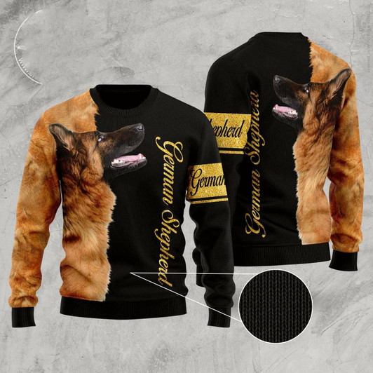 Goofygearprints German Shepherd Half Cool Ugly Christmas Sweater, Funny Xmas Sweater, Sweater Xmas