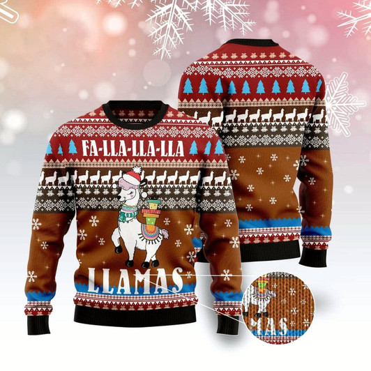 Goofygearprints Fa Lla Lla Llamas Ugly Christmas Sweater, Funny Xmas Sweater, Sweater Xmas