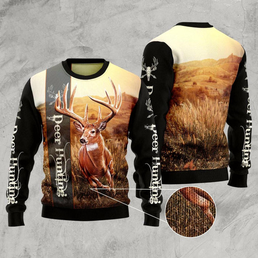 Goofygearprints Deer Hunting Ugly Christmas Sweater, Funny Xmas Sweater, Sweater Xmas
