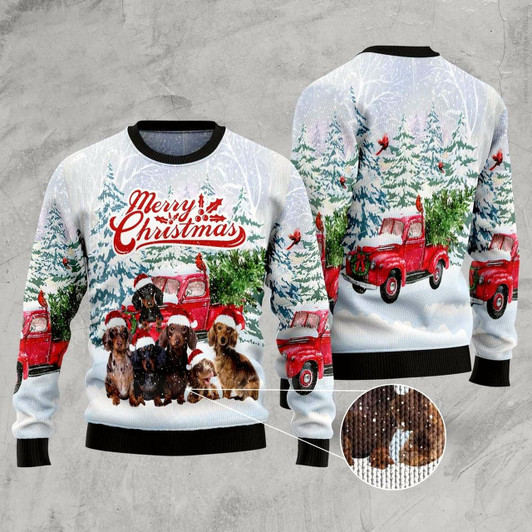 Goofygearprints Dachshund Merry Christmas Ugly Christmas Sweater, Funny Xmas Sweater, Sweater Xmas