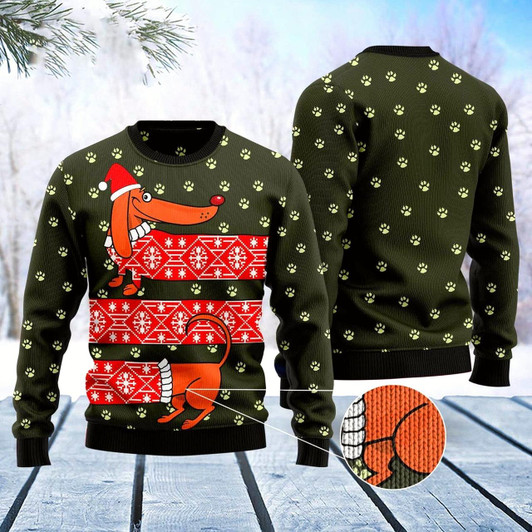 Goofygearprints Dachshund Funny Christmas Ugly Christmas Sweater, Funny Xmas Sweater, Sweater Xmas