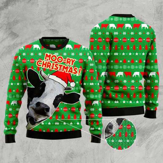 Goofygearprints Cute Cow Ugly Christmas Sweater, Funny Xmas Sweater, Sweater Xmas