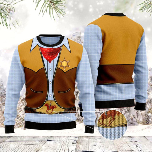 Goofygearprints Cowboy Costume Ugly Christmas Sweater, Funny Xmas Sweater, Sweater Xmas