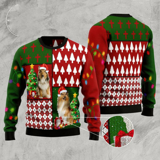 Goofygearprints Collie Hohoho Ugly Christmas Sweater, Funny Xmas Sweater, Sweater Xmas