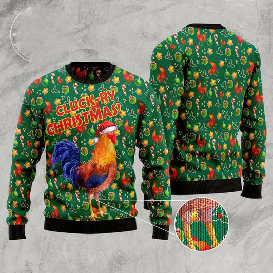 Goofygearprints Cluck-Ry Christmas Ugly Christmas Sweater, Funny Xmas Sweater, Sweater Xmas