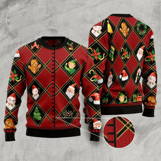 Goofygearprints Christmas Symbols Ugly Christmas Sweater, Funny Xmas Sweater, Sweater Xmas