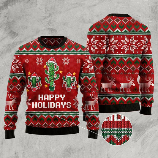Goofygearprints Christmas Cactus Ugly Christmas Sweater, Funny Xmas Sweater, Sweater Xmas