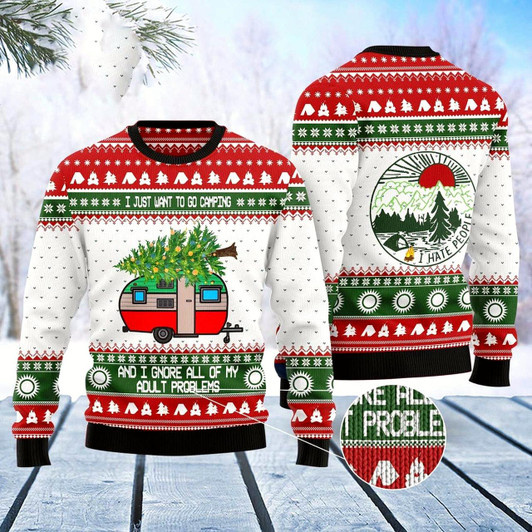 Goofygearprints Camping Christmas Ugly Christmas Sweater, Funny Xmas Sweater, Sweater Xmas