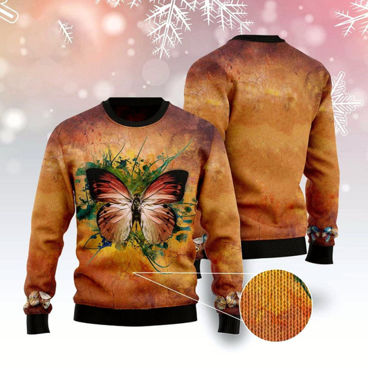 Goofygearprints Butterfly Vintage Ugly Christmas Sweater, Funny Xmas Sweater, Sweater Xmas