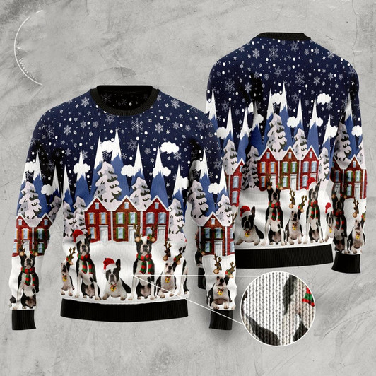 Goofygearprints Boston Terrier Family Ugly Christmas Sweater, Funny Xmas Sweater, Sweater Xmas
