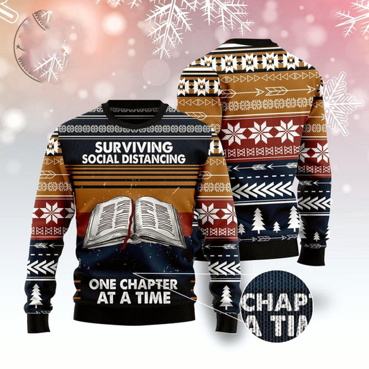 Goofygearprints Book Retro Vintage Ugly Christmas Sweater, Funny Xmas Sweater, Sweater Xmas