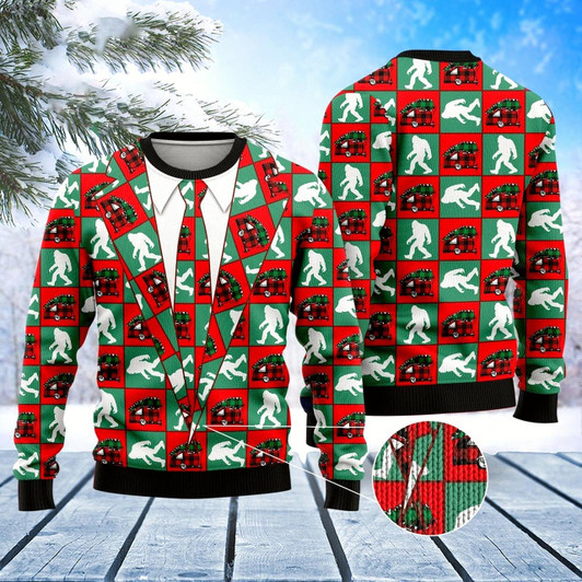 Goofygearprints Bigfoot Camping Christmas Ugly Christmas Sweater, Funny Xmas Sweater, Sweater Xmas