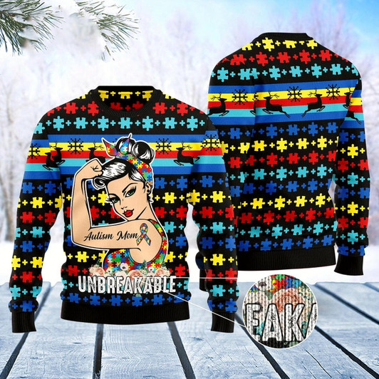 Goofygearprints Autism Mom Ugly Christmas Sweater, Funny Xmas Sweater, Sweater Xmas