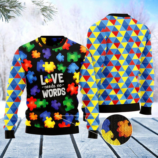 Goofygearprints Autism Love Ugly Christmas Sweater, Funny Xmas Sweater, Sweater Xmas