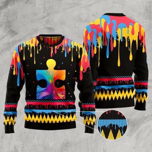 Goofygearprints Autism Colorful Beauty Ugly Christmas Sweater, Funny Xmas Sweater, Sweater Xmas