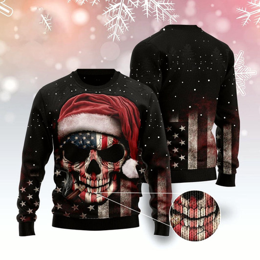 Goofygearprints Amazing Skull Christmas Ugly Christmas Sweater, Funny Xmas Sweater, Sweater Xmas