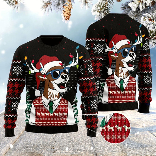 Goofygearprints Amazing Deer Ugly Christmas Sweater, Funny Xmas Sweater, Sweater Xmas