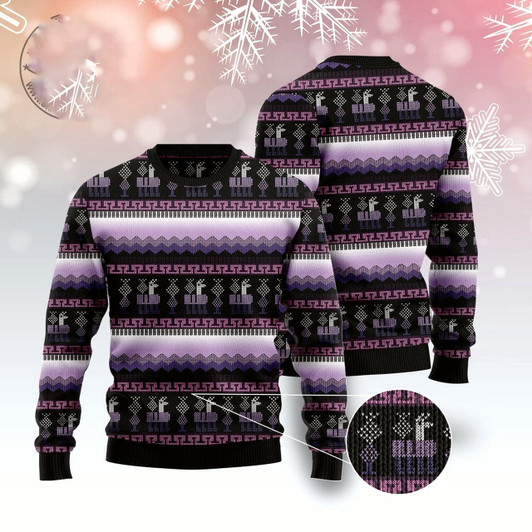 Goofygearprints Alpaca Purple Pattern Ugly Christmas Sweater, Funny Xmas Sweater, Sweater Xmas