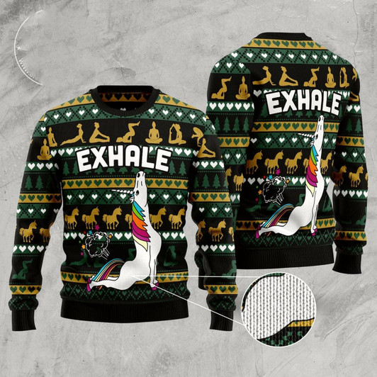 Goofygearprints Yoga Unicorn Ugly Christmas Sweater, Funny Xmas Sweater, Sweater Xmas