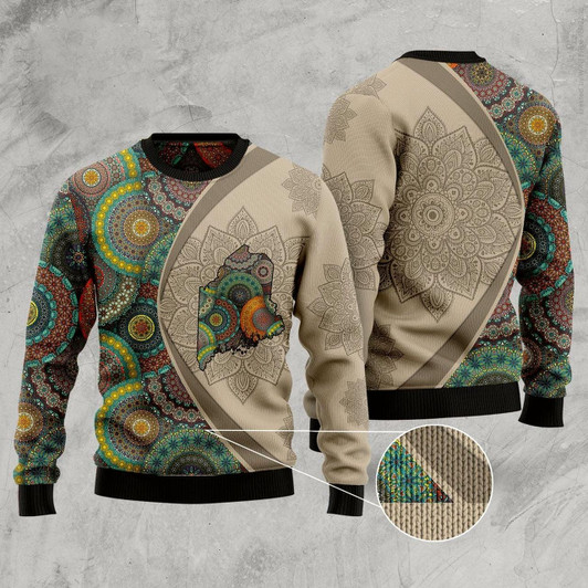 Goofygearprints Wisconsin Mandala Ugly Christmas Sweater, Funny Xmas Sweater, Sweater Xmas