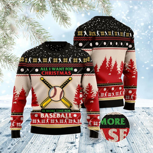 Goofygearprints Time For Baseball Ugly Christmas Sweater, Funny Xmas Sweater, Sweater Xmas