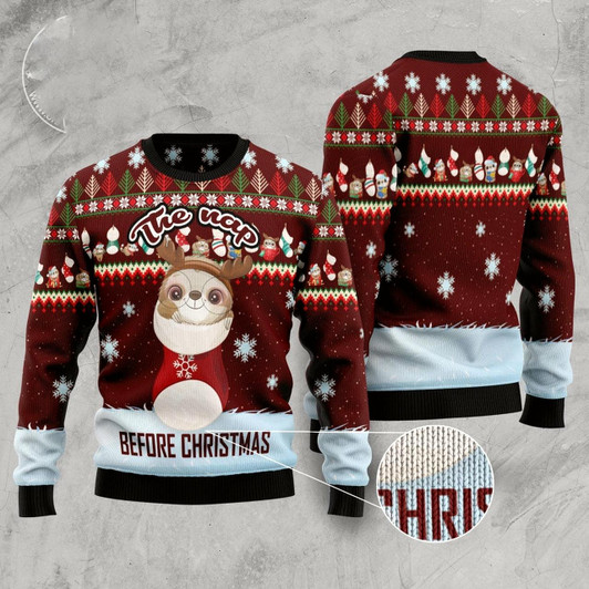 Goofygearprints The Nap Before Christmas Sloth Ugly Christmas Sweater, Funny Xmas Sweater, Sweater Xmas