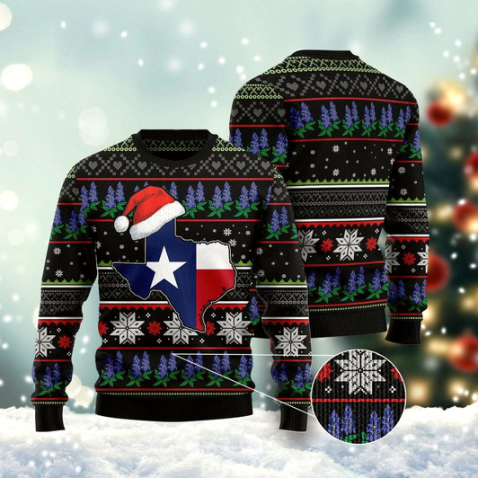 Goofygearprints Texas Bluebonnet Ugly Christmas Sweater, Funny Xmas Sweater, Sweater Xmas